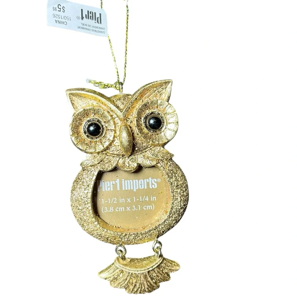 Pier 1 Imports Gold Owl Ornament Picture Frame